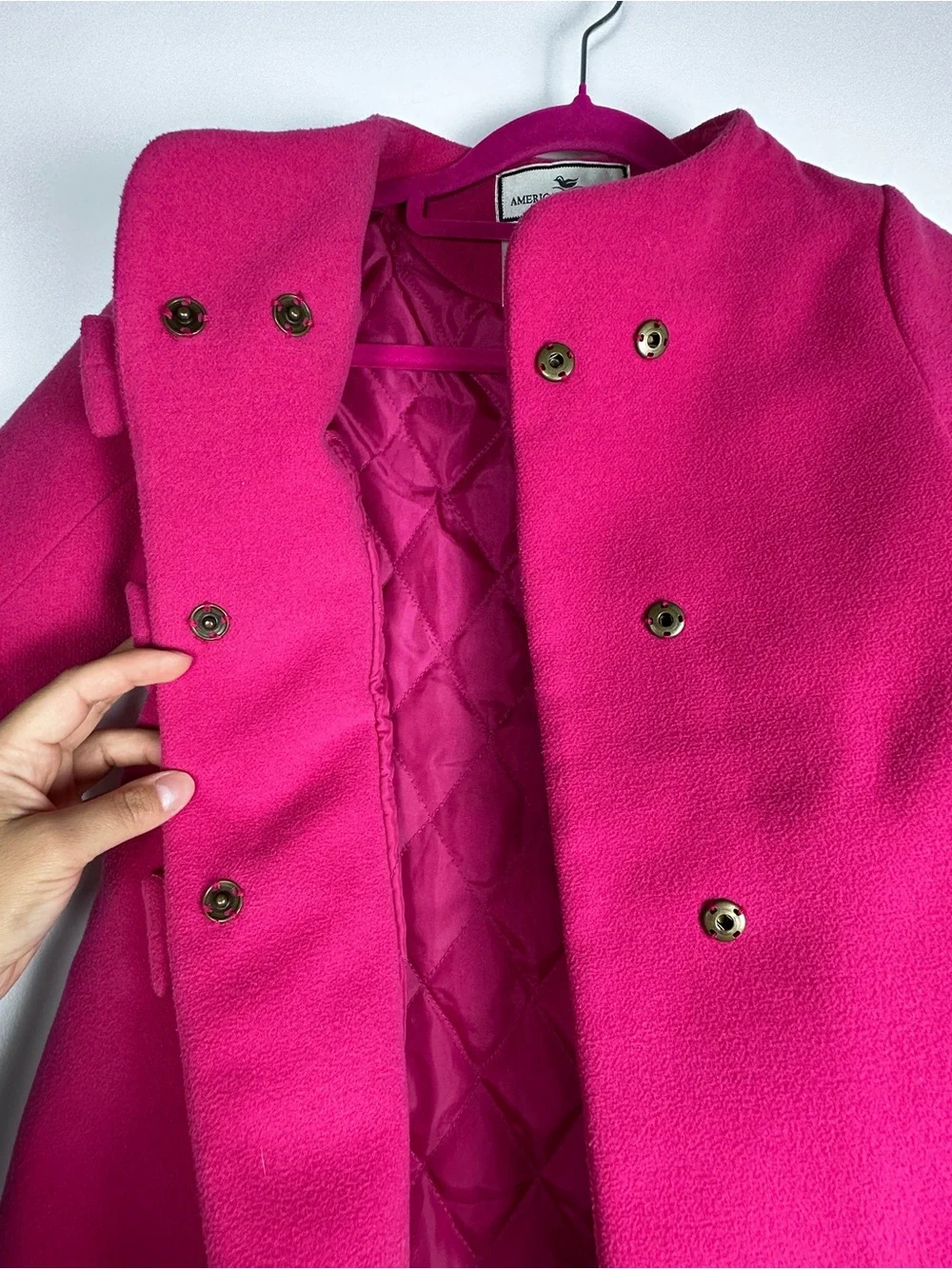 American Widgeon Girls Size 4 Hot Pink Bow Coat Quilted Lined Dressy Jacket